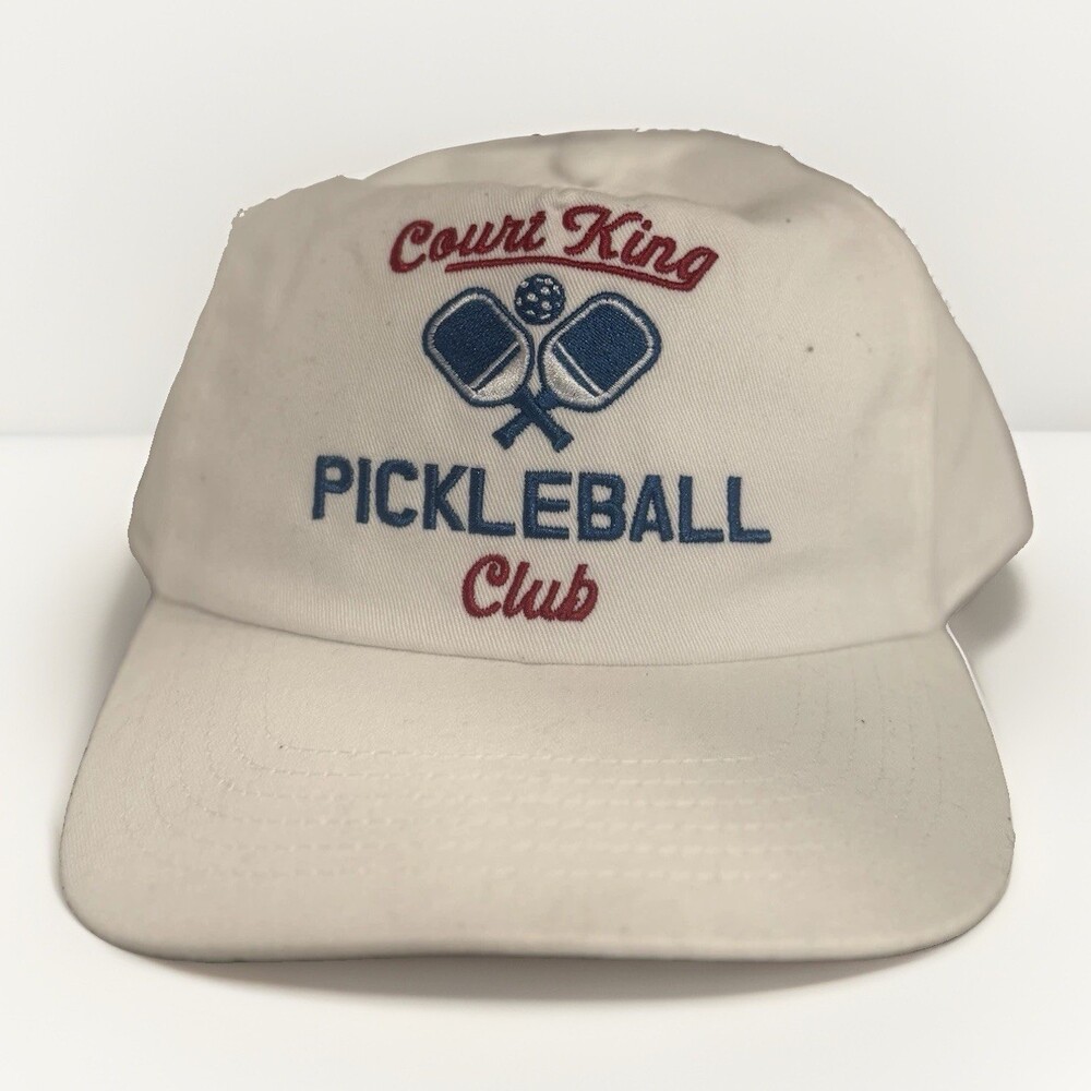 NWT Goodfellow Court King Pickleball Club Strapback Adjustable Hat White Cotton
